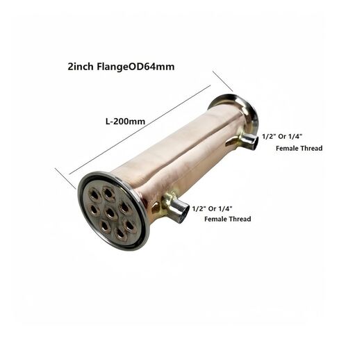 2 بوصة FlangeOD64mm، مزيل البلغم النحاسي، L-200mm، 8 أنابيب داخل معرف 8 مم، ارتداد، مكثف للتقطير (خيط أنثوي، 1/2 بوصة) in Kuwait