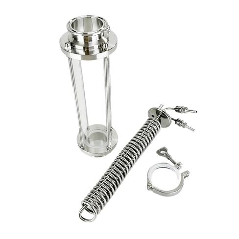 2 "OD64mmTri-clamp ملف تبريد التقطير مع ديوبتر زجاجي للبصر، جهاز مزيل للبلغم، ارتجاع، مكثف، فولاذ 304 in Kuwait