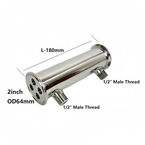 مكثف ثلاثي المشبك 2 بوصة مع خيط ذكر 1/2 بوصة H-180 مم، جهاز إزالة البلغم لتقطير البيرة المنزلية، 4 أنابيب داخل المعرف 12 مم in Kuwait