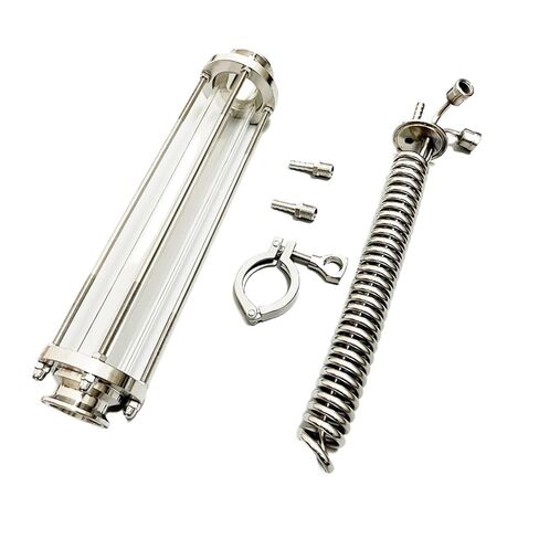 1.5 "OD50.5mm ملف تبريد التقطير ثلاثي المشبك مع الديوبتر الزجاجي، جهاز إزالة البلغم، الارتجاع، المكثف، SS304 in Kuwait