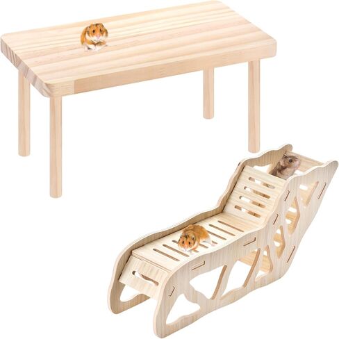 (مجموعة من قطعتين) هامستر لعبة نفق منصة خشبية منصة سلم مخفية سلم منصة خشبية مع عمود ، إكسسوارات الهامستر سنجاب توتورو قفص القفص in Kuwait