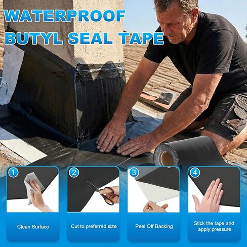 12" x 32' EPDM Reinforced Butyl Sealant Tape, Black, Self-Adhesive Deck Joist Tape, Waterproof & Weatherproof Epdm Rubber Butyl Joist Seal Tape for Roofs, Windows, RVs, Boats, Decks, and Crawl Spaces in Kuwait