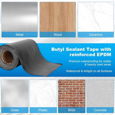 12" x 32' EPDM Reinforced Butyl Sealant Tape, Black, Self-Adhesive Deck Joist Tape, Waterproof & Weatherproof Epdm Rubber Butyl Joist Seal Tape for Roofs, Windows, RVs, Boats, Decks, and Crawl Spaces in Kuwait