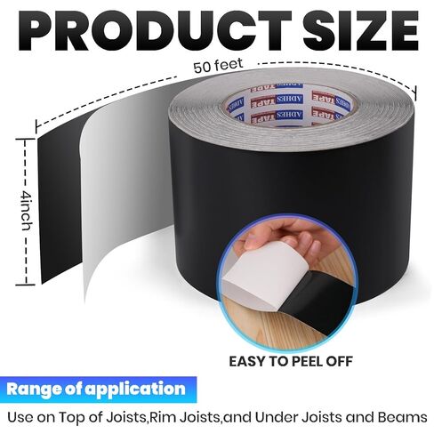 ADHES Deck Joist Tape, 4" x 50' Weather Resistance & Waterproof Butyl Joist Tape for Decking, Deck Flashing Tape, Ideal for Wood Decks Beams Roof, Outdoor Construction Use in Saudi Arabia