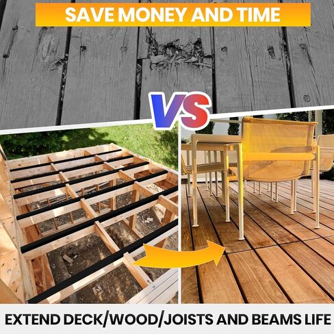 ADHES Deck Joist Tape, 4" x 50' Weather Resistance & Waterproof Butyl Joist Tape for Decking, Deck Flashing Tape, Ideal for Wood Decks Beams Roof, Outdoor Construction Use in Saudi Arabia