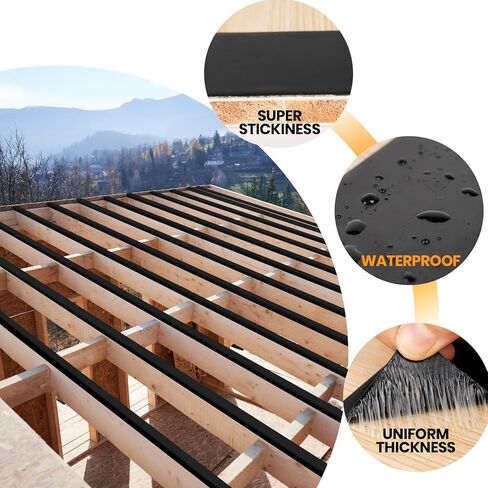 ADHES Deck Joist Tape, 4" x 50' Weather Resistance & Waterproof Butyl Joist Tape for Decking, Deck Flashing Tape, Ideal for Wood Decks Beams Roof, Outdoor Construction Use in Saudi Arabia