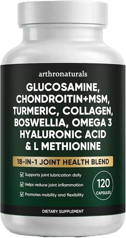 Arthronaturals 18 في 1، مكمل مشترك مع الجلوكوزامين، الكوندرويتين، MSM، حمض الهيالورونيك، أوميغا 3 وأكثر، لتوفير الدعم المشترك، وتحسين القدرة على الحركة والصحة على المدى الطويل، نباتي - 60 CPS (1) in Kuwait