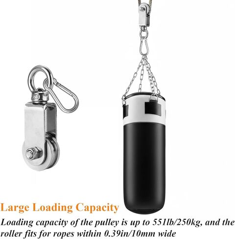 Cable Pulley Wheel Stainless Steel Snatch Pulley Block U Groove Wheel Heavy Duty Pulleys 360 Degree Swivel Roller with Carabiner for Lifting, Winching 2pc in Saudi Arabia