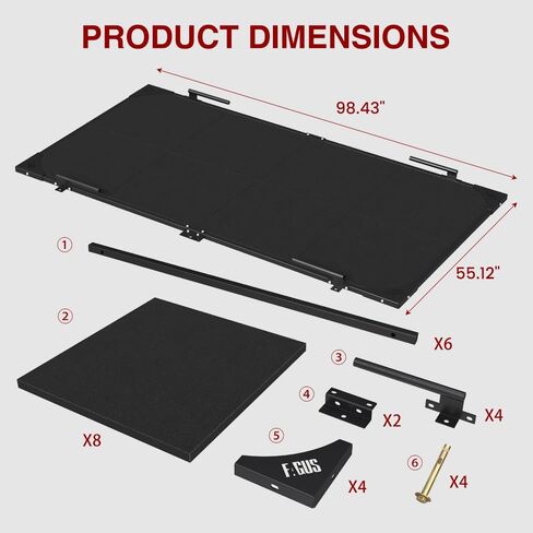 منصة رفع الأثقال مقاس 8 أقدام × 4 أقدام، وإطار فولاذي مُثبت معًا وبلاط مطاطي مكون من 8 قطع، ومساحة مخصصة لرفع الأثقال، تتضمن أوتاد شريطية، ومنصة رفع الأثقال للصالة الرياضية المنزلية in Kuwait