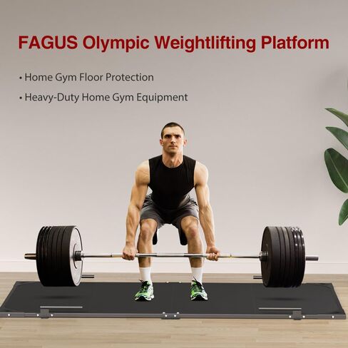 منصة رفع الأثقال مقاس 8 أقدام × 4 أقدام، وإطار فولاذي مُثبت معًا وبلاط مطاطي مكون من 8 قطع، ومساحة مخصصة لرفع الأثقال، تتضمن أوتاد شريطية، ومنصة رفع الأثقال للصالة الرياضية المنزلية in Kuwait