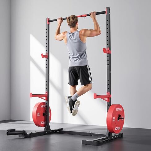 VEVOR Power Cage Rack, Multifunctional Squat Rack for Home Gym, Width-Adjustable Workout Strength Training Equipment with 6 Band Pegs, Landmine Attachment & Safety Bars for Bench Press Squats Pull-Up in Saudi Arabia