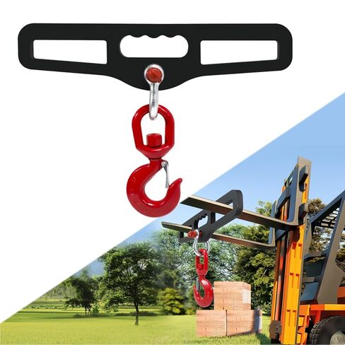 2-Pack Forklift Lifting Hook, Fork Lifting Attachment, Single Piece Load 6600 Lbs, Forklift Lifting Hoist, Forklift Mobile Crane with Swivel Hook and Sling Holes Fit for Lifting Goods with Forklifts in Kuwait