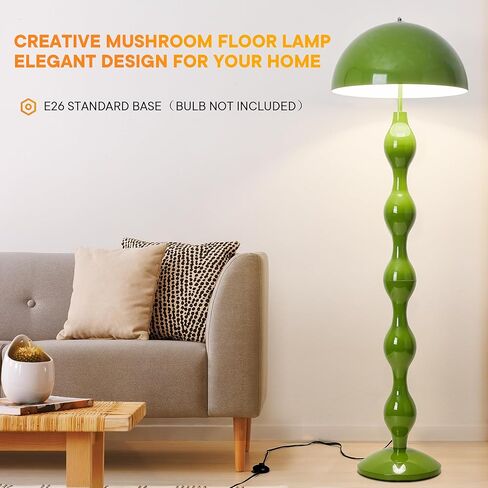مصباح أرضي فريد من نوعه مصباح الفطر الأخضر الإبداعي مصباح واقف مع ظلال حديدية واسعة 45 سم ومفتاح القدم ضوء الأرضية الحديثة لغرفة المعيشة ، غرفة نوم ، مكتب ، زاوية ، 3 درجات حرارة ملونة in Kuwait