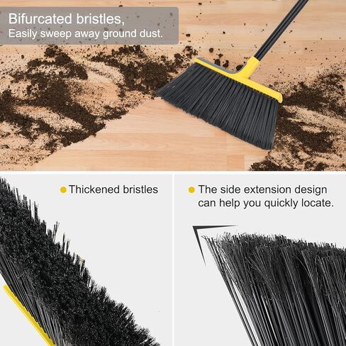 KeFanta Outdoor/Indoor Broom for Floors, 53" Long Handle Angle Broom for Sweeping Indoor Concrete Courtyard Garage Patio Home Kitchen Office Lobby in Kuwait