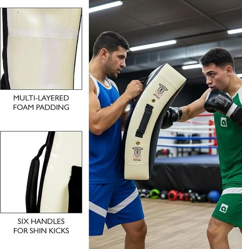 Gel Punch & Kick Shield, Curved Training Pad, 25" x 15" x 5.5", Multi-Handle Grip, Gel Enforced Lining, Heavy-Duty Canvas Vinyl, Muay Thai, MMA, Kickboxing, Karate in Kuwait