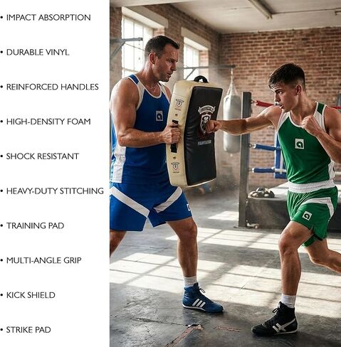 Gel Punch & Kick Shield, Curved Training Pad, 25" x 15" x 5.5", Multi-Handle Grip, Gel Enforced Lining, Heavy-Duty Canvas Vinyl, Muay Thai, MMA, Kickboxing, Karate in Kuwait