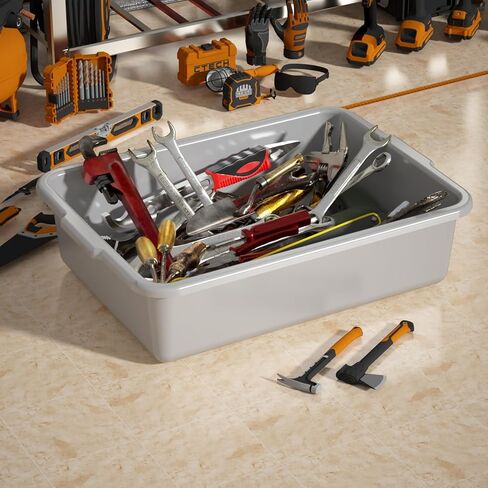 صندوق الحافلات التجارية باللون الرمادي سعة 32 لترًا، وحوض حافلة المرافق الكبير، 4 عبوات in Kuwait