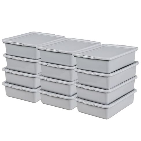 حقائب حافلات كيدريم سعة 13 لتر مع غطاء، وحوض أطباق بلاستيكي، وصينية حافلة للمطاعم، باللون الرمادي، 12 عبوة in Kuwait