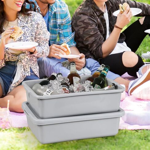 حقائب حافلات كيدريم سعة 13 لتر مع غطاء، وحوض أطباق بلاستيكي، وصينية حافلة للمطاعم، باللون الرمادي، 12 عبوة in Kuwait