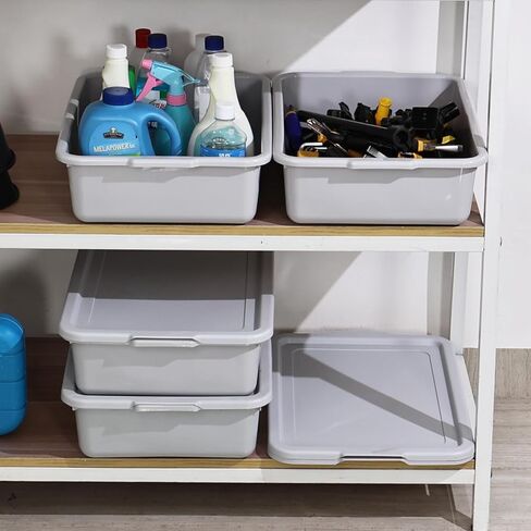 حقائب حافلات كيدريم سعة 13 لتر مع غطاء، وحوض أطباق بلاستيكي، وصينية حافلة للمطاعم، باللون الرمادي، 12 عبوة in Kuwait