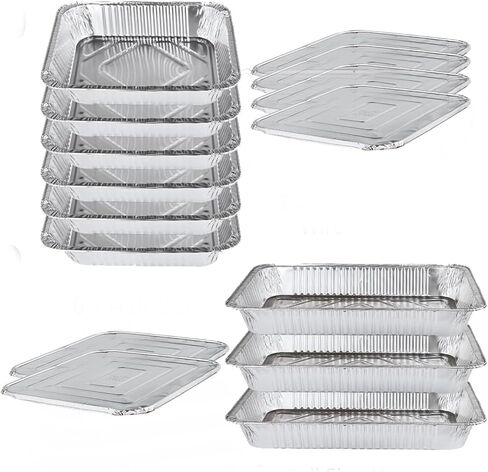 Disposable Chafing Dish Buffet Set Food Warming Trays Replacement - 3 Water Food Warmer Pans - 6 Foil Pans - 6 Lids - Buffet Set Trays Food Warmers for Parties & Events in Kuwait