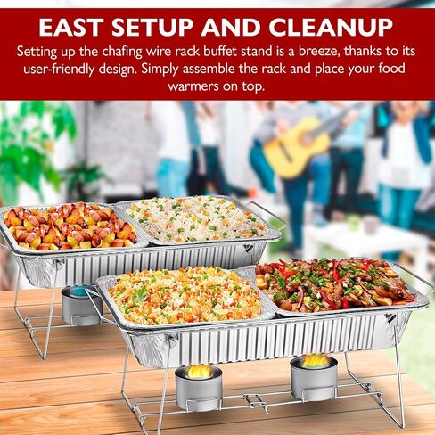 Disposable Chafing Dish Buffet Set Food Warming Trays Replacement - 3 Water Food Warmer Pans - 6 Foil Pans - 6 Lids - Buffet Set Trays Food Warmers for Parties & Events in Kuwait