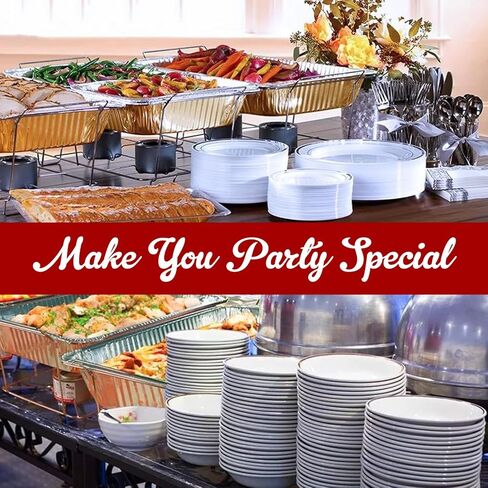 Disposable Chafing Dish Buffet Set Food Warming Trays Replacement - 3 Water Food Warmer Pans - 6 Foil Pans - 6 Lids - Buffet Set Trays Food Warmers for Parties & Events in Kuwait