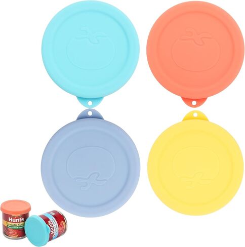 4 Packs 2.6-inch Silicone Can Lids for 8oz Hunt's Tomato Sauce, Airtight and Reusable Silicone Covers for Canned Tomato, Dishwasher Safe (Lids Only) in Saudi Arabia
