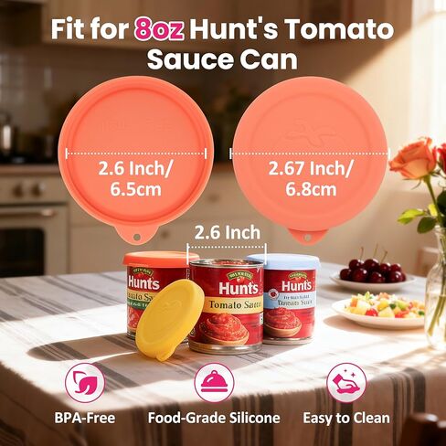 4 Packs 2.6-inch Silicone Can Lids for 8oz Hunt's Tomato Sauce, Airtight and Reusable Silicone Covers for Canned Tomato, Dishwasher Safe (Lids Only) in Saudi Arabia