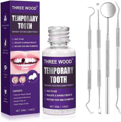 DIY Moldable Tooth Beads Kit, Temporary Tooth Gap Cover for Missing or Broken Teeth, Cosmetic Appearance Accessory in Kuwait