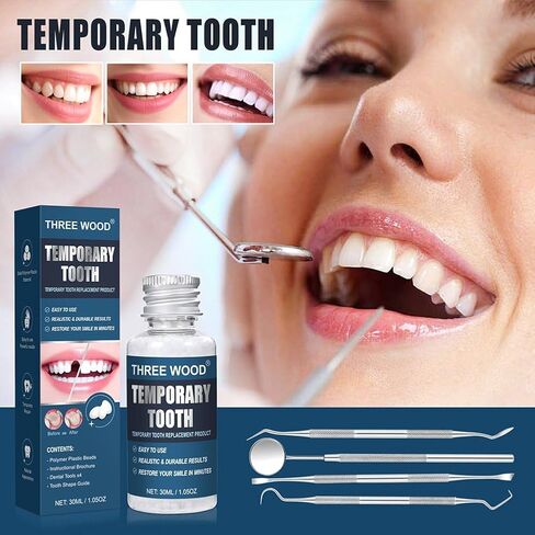 DIY Moldable Tooth Beads Kit, Temporary Tooth Gap Cover for Missing or Broken Teeth, Cosmetic Appearance Accessory in Kuwait