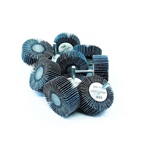 Benchmark Abrasives Zirconia 2-1/2 Inch Flap Wheel, 1" Length 1/4" Shank Mounted Sander for Deburring, Sanding, Grinding, Paint Removal - Polishing Wheel for Drill & Grinder (10 Pack) - 120 Grit in Saudi Arabia