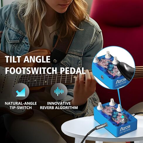 AZOR PIS REVERB Guitar Reverb Effect Pedal with Tilt-Angle Footswitch - Natural Transparent Sound, True Bypass Design, Low Power Consumption, All-Aluminum Shell for Electric Guitar Live Performance in Saudi Arabia