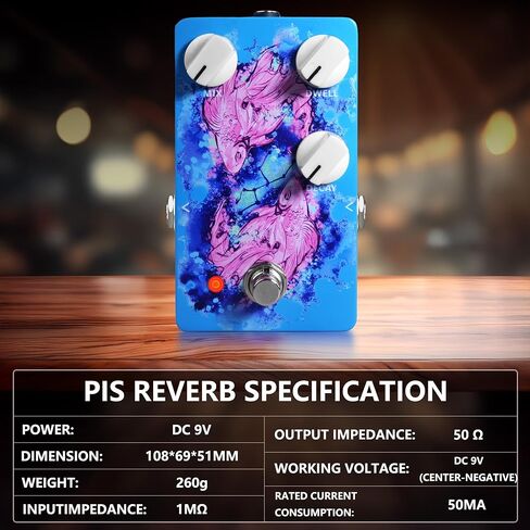AZOR PIS REVERB Guitar Reverb Effect Pedal with Tilt-Angle Footswitch - Natural Transparent Sound, True Bypass Design, Low Power Consumption, All-Aluminum Shell for Electric Guitar Live Performance in Saudi Arabia