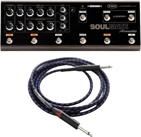 T-Rex Soulmate Acoustic Multi-Effects Pedal Bundle with Evidence Audio The Melody Instrument Cable (10ft Straight-to-Straight) – High-Fidelity Acoustic Performance Rig in Saudi Arabia