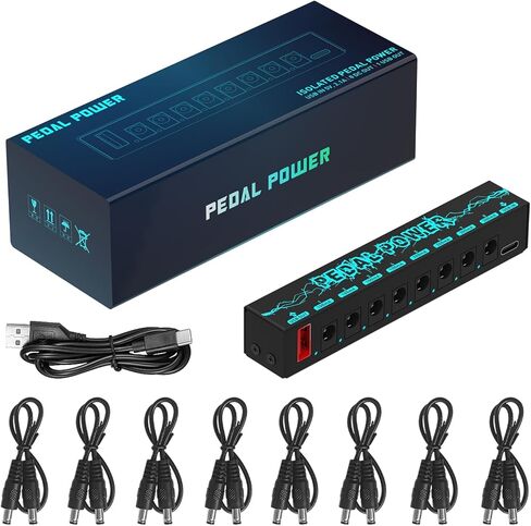 Insulated Guitar Effect Pedals Power Supply 8 Outputs 100mA 300mA for 9V Effects Pedals with LED Instructions Pedal Cable Splitter in Saudi Arabia