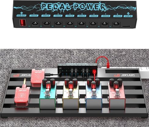 Insulated Guitar Effect Pedals Power Supply 8 Outputs 100mA 300mA for 9V Effects Pedals with LED Instructions Pedal Cable Splitter in Saudi Arabia