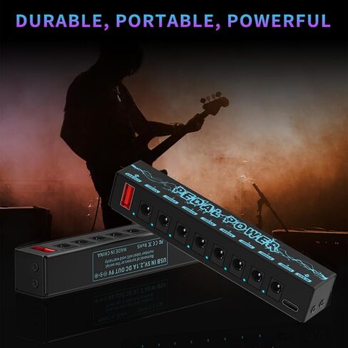 Insulated Guitar Effect Pedals Power Supply 8 Outputs 100mA 300mA for 9V Effects Pedals with LED Instructions Pedal Cable Splitter in Saudi Arabia