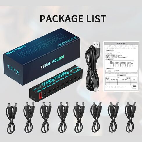 Insulated Guitar Effect Pedals Power Supply 8 Outputs 100mA 300mA for 9V Effects Pedals with LED Instructions Pedal Cable Splitter in Saudi Arabia
