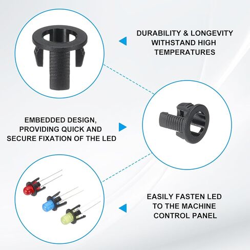 PATIKIL 5mm Emitting Diode Holder, 300 Pcs Plastic LED Holder Clip Mounting Bracket Socket Cap Long and Short Clip Design for Lamp Bulb Bezel Mount Panel LED Display, Black in Saudi Arabia