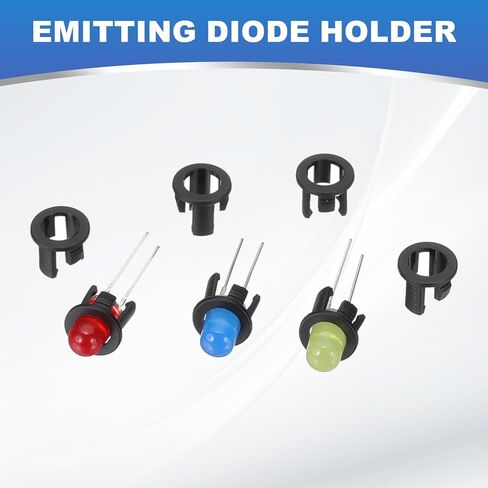 PATIKIL 5mm Emitting Diode Holder, 300 Pcs Plastic LED Holder Clip Mounting Bracket Socket Cap Long and Short Clip Design for Lamp Bulb Bezel Mount Panel LED Display, Black in Saudi Arabia