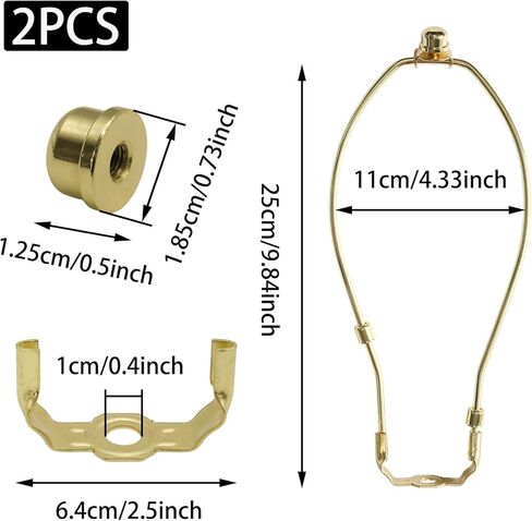مجموعتان من حاملات القيثارة المتينة لظل المصباح والجزء العلوي المتطابق، ملحقات الإضاءة القابلة للفصل، طقم قيثارة المصباح DIY، دعامة عاكس الضوء لمصابيح الأرضية/الطاولة (8 بوصة) in Kuwait