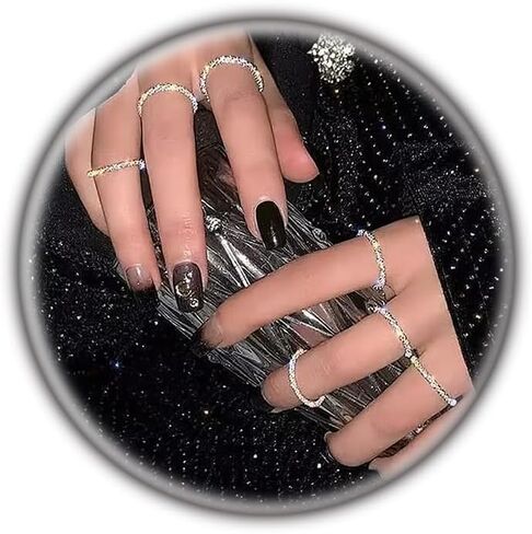 Rrdaily 7Pcs Sparkly Adjustable Finger Joint Rings for Women,Minimalist Lightweight Silver Statement Thin Stackable Rings,Punk Charm Party Jewelry Gifts in Saudi Arabia