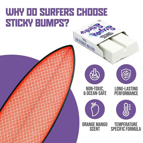 Sticky Bumps Super Sticky Cool/Cold Surf Wax - 3 Pack | Long-Lasting Surfboard Wax | Great Bump Building for Surfing | Non-Toxic, Nature-Safe | Surf Wax for Temps 69°F / 19°C below in Saudi Arabia