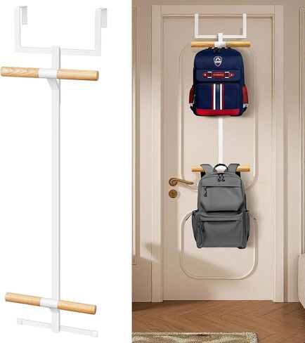 Over The Door Backpack Hanger, 2-Tier Metal Backpack Holder Rack Space-Saving Schoolbag Bookbag Backpack Hangers for Closet in Saudi Arabia