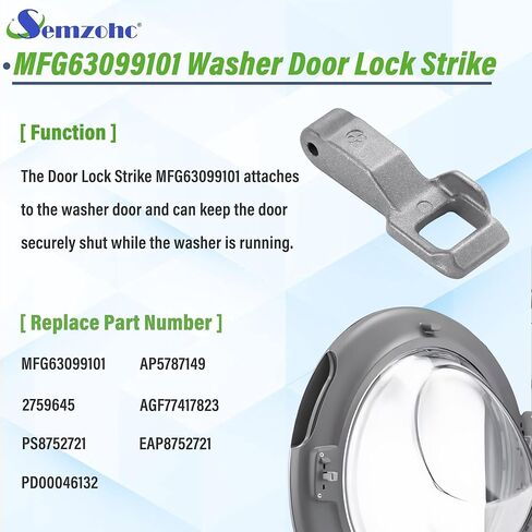 WM3400CW WM3670HVA WM3600HVA Washer Door Hook Lockers MFG63099101 Fit for L.G and Ken-more Elite Washer WM3050CW WM3770HVA WM3500CW WM3555HWA WM3570HVA WM3570HWA WM3575CV WM3575CW WM3600HWA 2 PACK in Kuwait