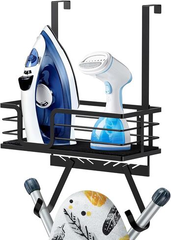 TJ.MOREE Over The Door/Wall Mount Ironing Board Hanger, Laundry Room Iron and Ironing Board Caddy Storage for Water Mister, Fabric Sprays, Laundry Detergent, White in Saudi Arabia