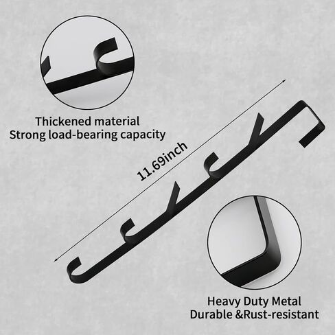 2-Pack Over The Door Hooks,Durable Thickened Carbon Steel Closet Organizer for Clothes Bags Purses-Space Saving Bedroom Bathroom Storage Hanger for Home Organization,Black in Saudi Arabia