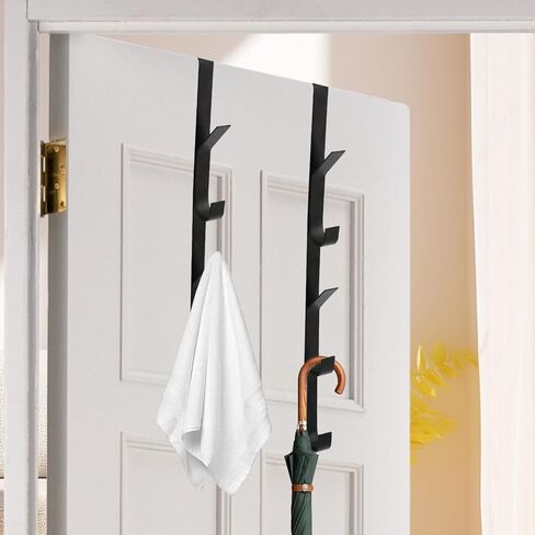 2-Pack Over The Door Hooks,Durable Thickened Carbon Steel Closet Organizer for Clothes Bags Purses-Space Saving Bedroom Bathroom Storage Hanger for Home Organization,Black in Saudi Arabia
