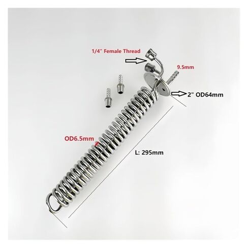 2 "51 مللي متر (OD64mm) ثلاثي المشبك النحاس أو SS304 ملف تبريد المقطر مع 1/4" خيط أنثى ، ارتداد ، مكثف ، L-295 مم (SS304) in Saudi Arabia